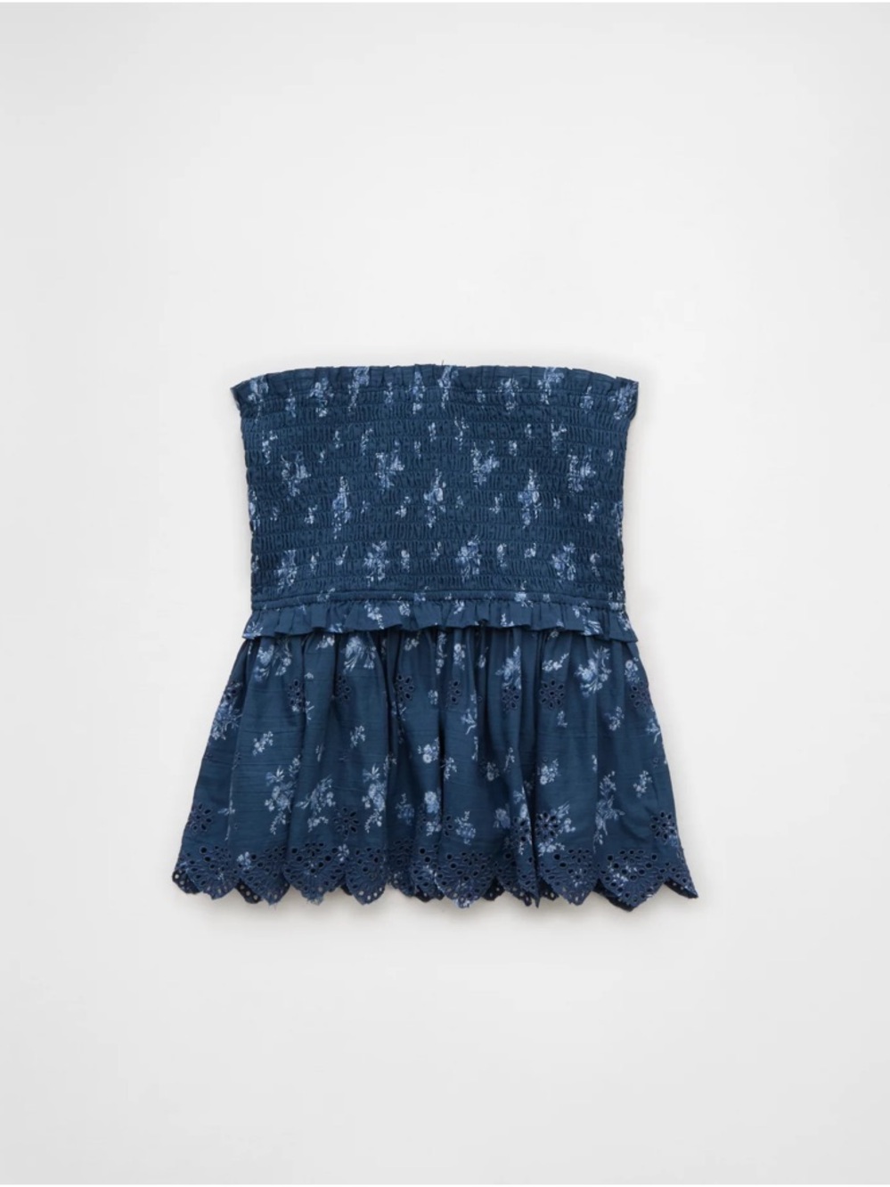 American Eagle Outfitters Navy Blue Smocked Floral Peplum Tank - Picture 4 of 10